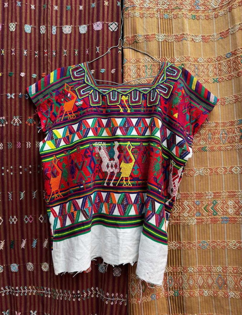 Playful red Nebaj huipil #5-82