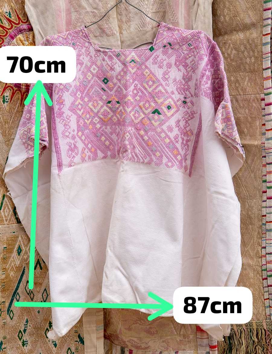 Pink and white Nahuala huipil #4-142