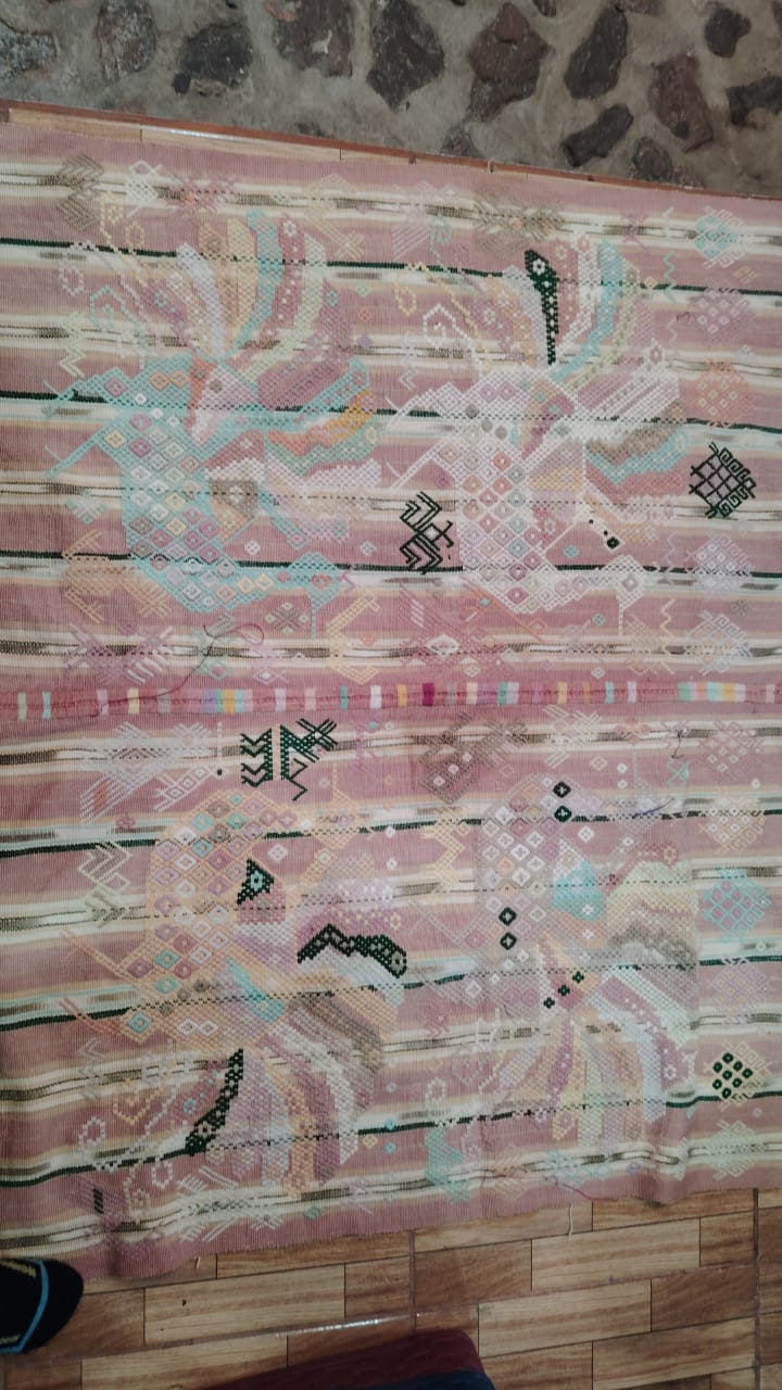Guatemalan tzute from Chichi with peacocks (Reserged for April)