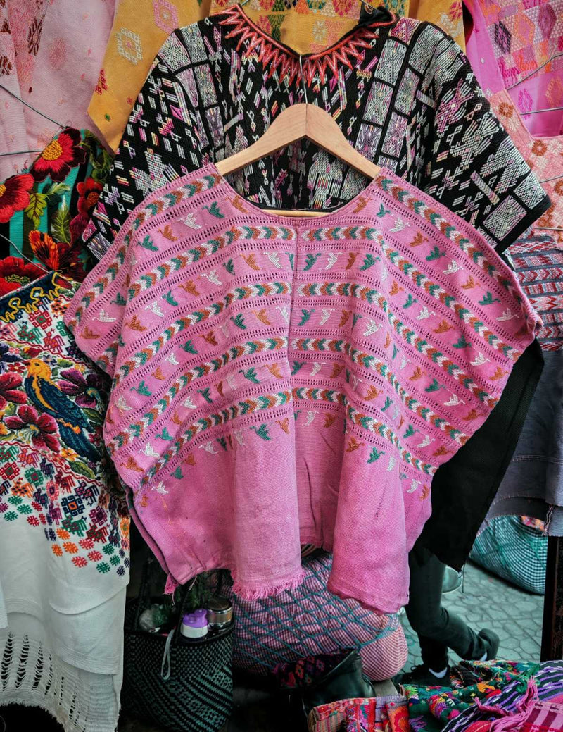 Pink and green San Lucas Toliman huipil #1-57