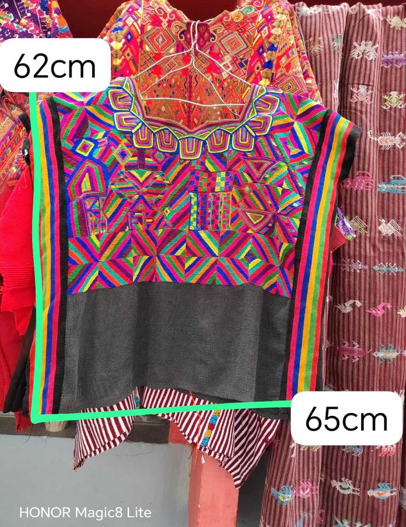 Pink and black Nebaj huipil #6-4