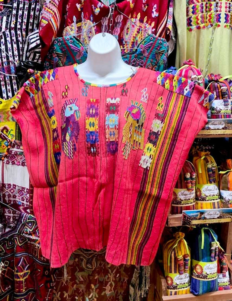 Bright red Chajul huipil #6-134