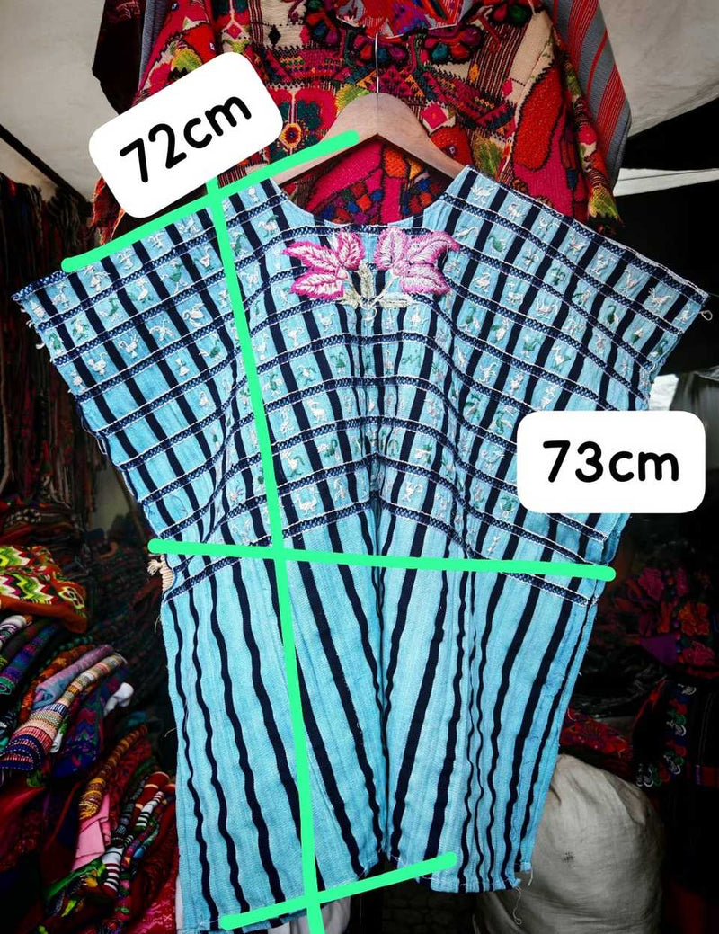 Blue and black gingham Santiago huipil #5-8