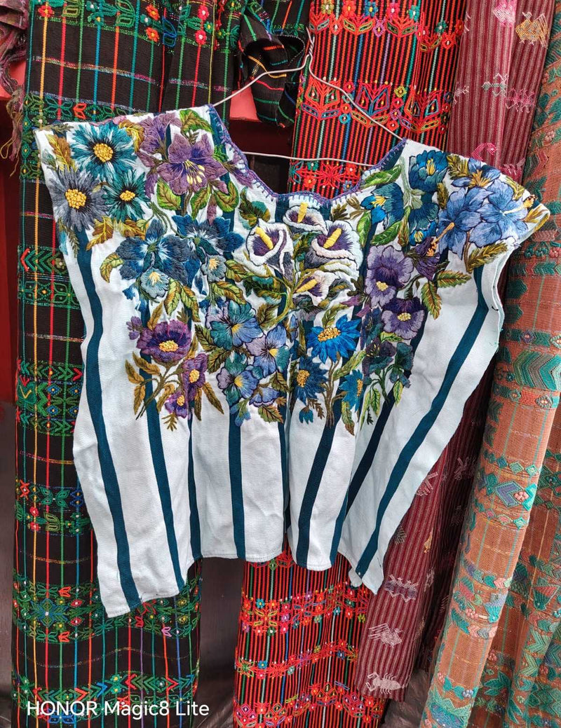 Blue and berry Santiago huipil #6-59