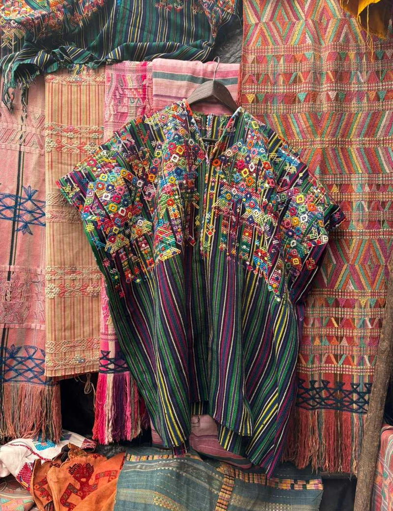 (Reserved for Anne) Green striped Nahuala huipil #2-94