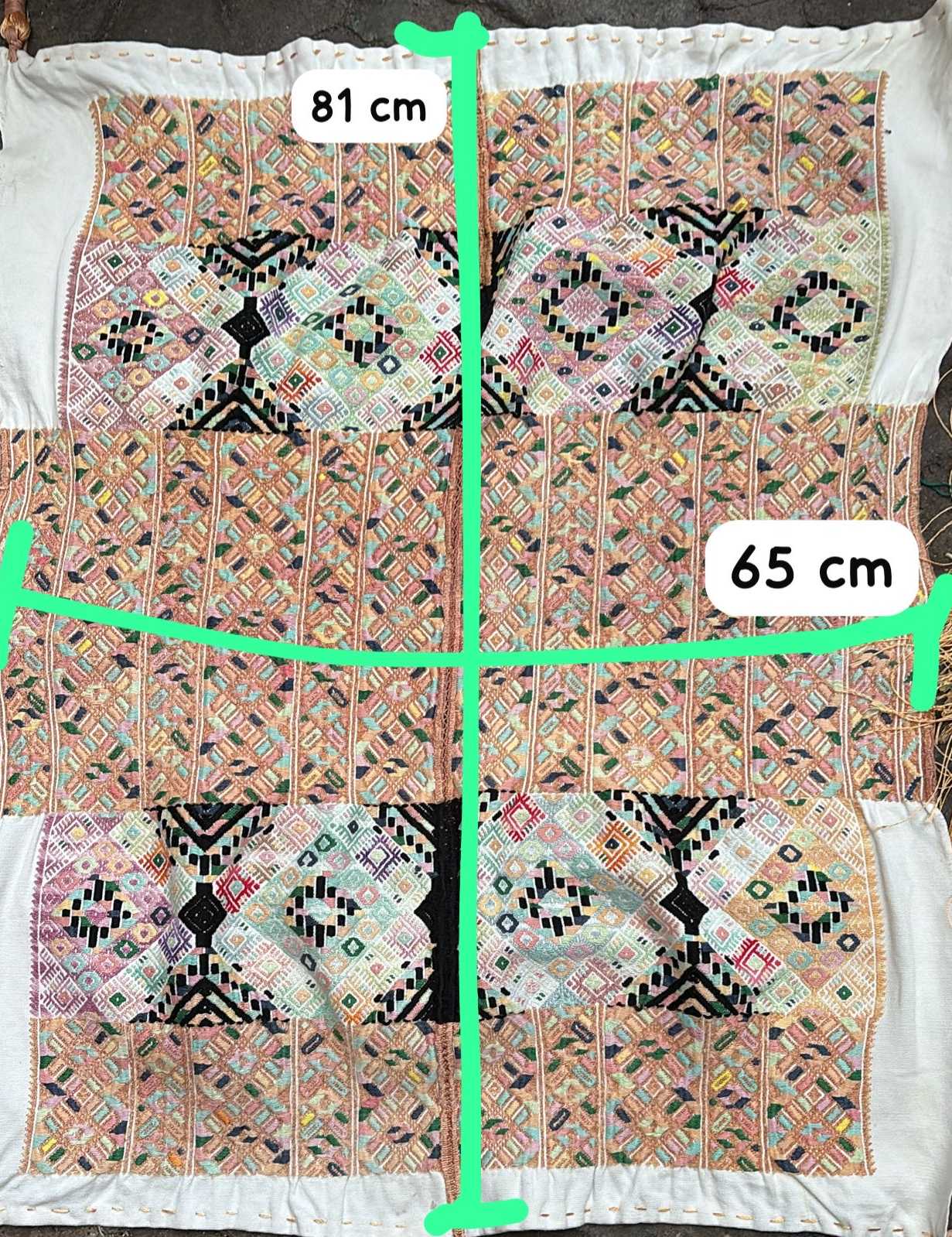 Colourful beige Nahuala ceremonial cloth #2-8