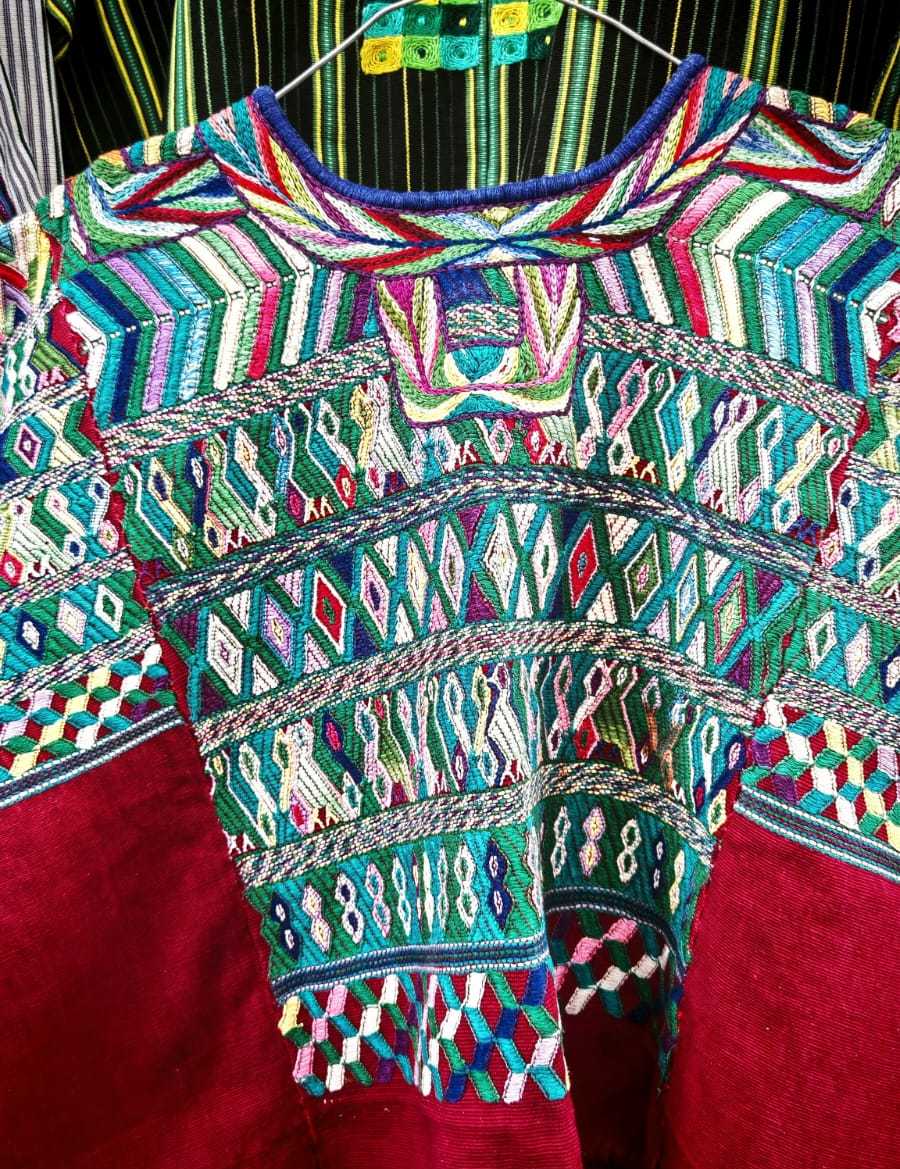 Blue and red San Juan Cotzal huipil #2-3