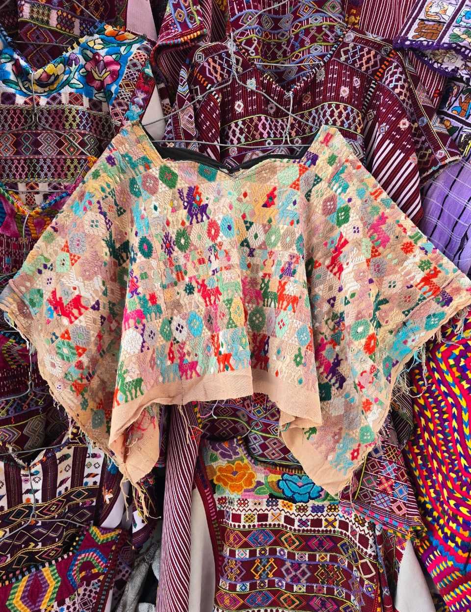 Colourful on Pale Peach Coban Huipil #6-376