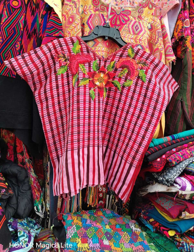 Red gingham Santiago huipil #4-171