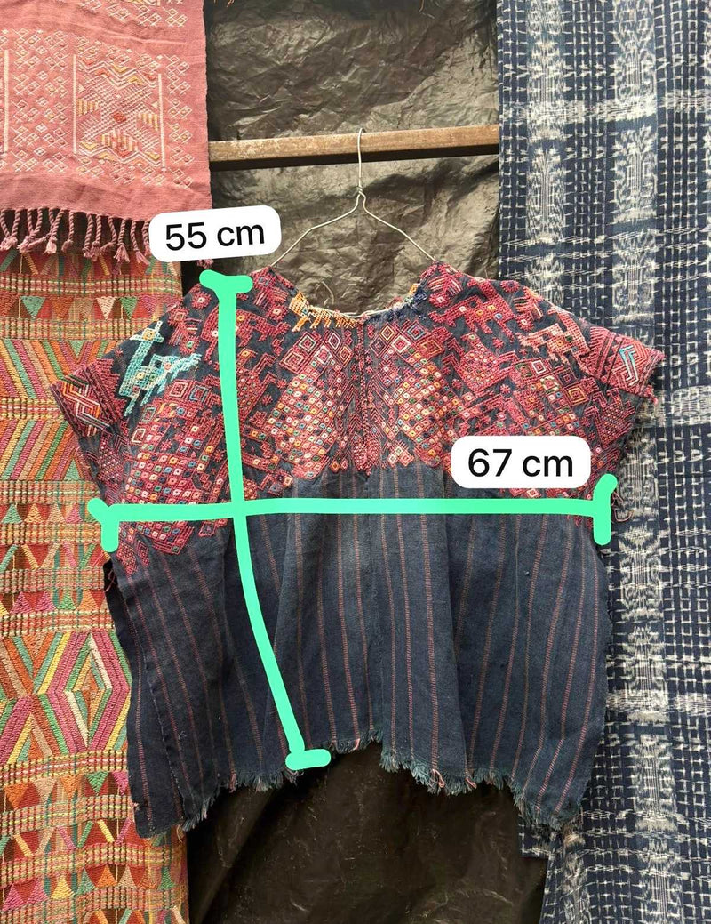 Faded red and indigo Nahuala huipil #4-102