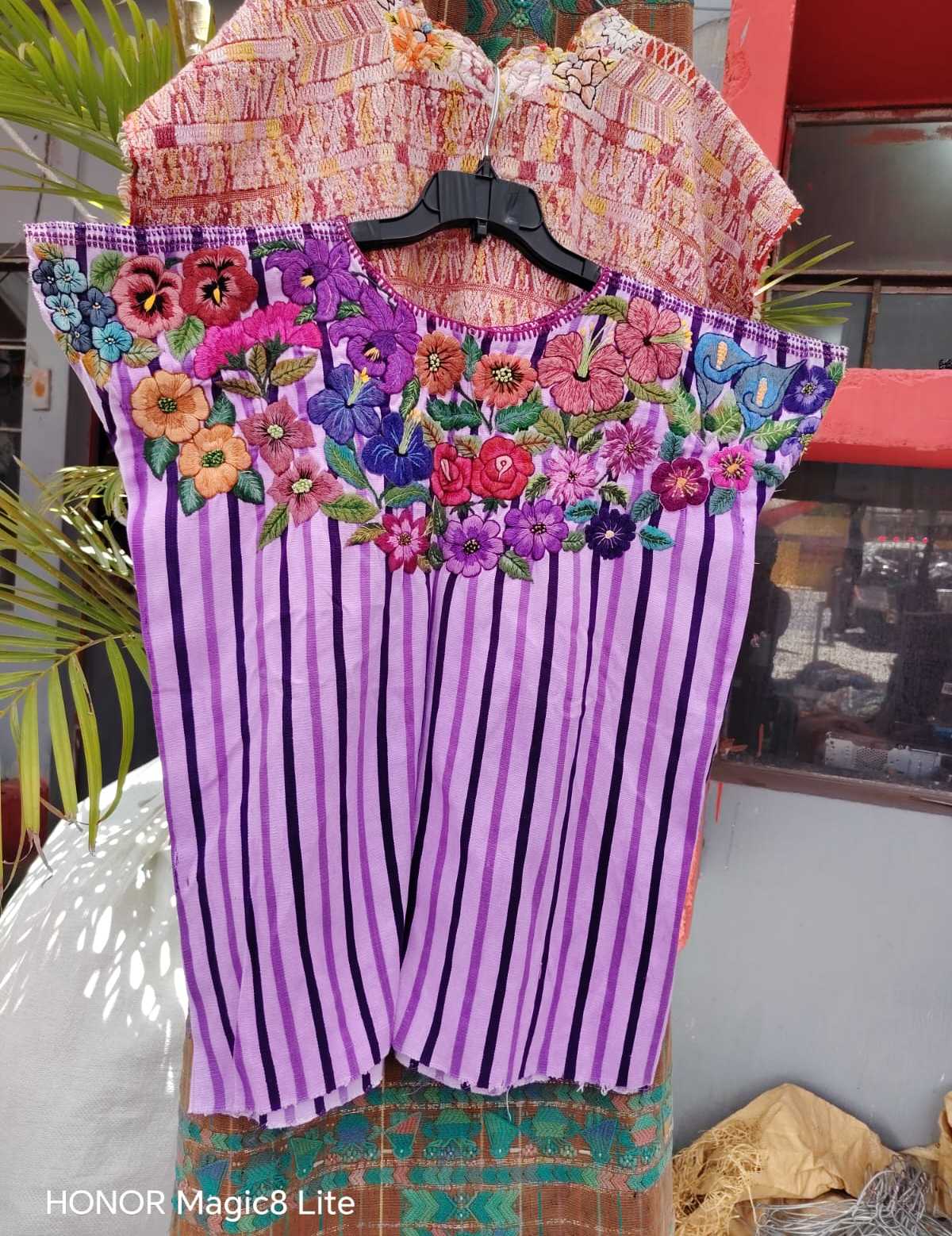 Lilac striped Santiago huipil #5-212