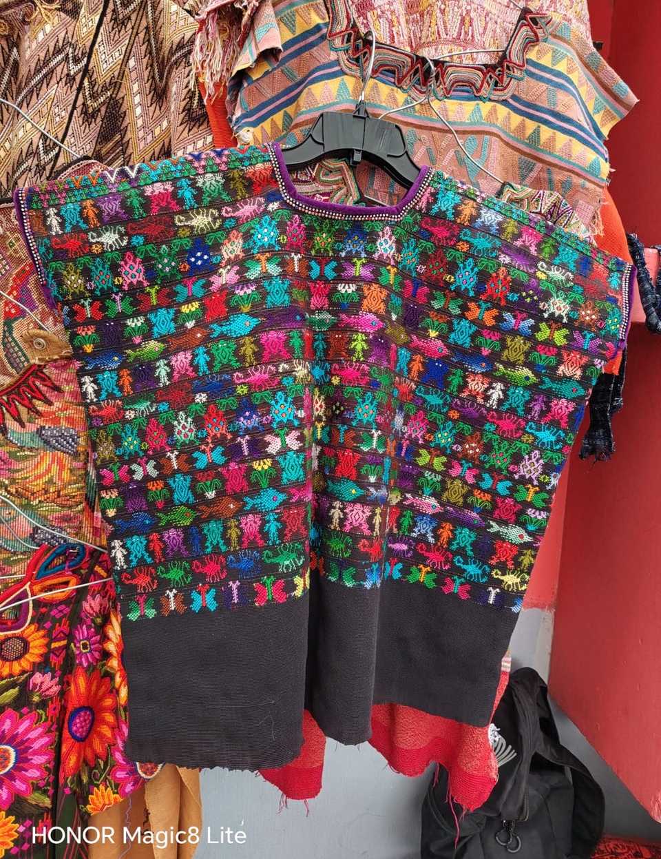 Black with animal motifs Coban huipil #5-183