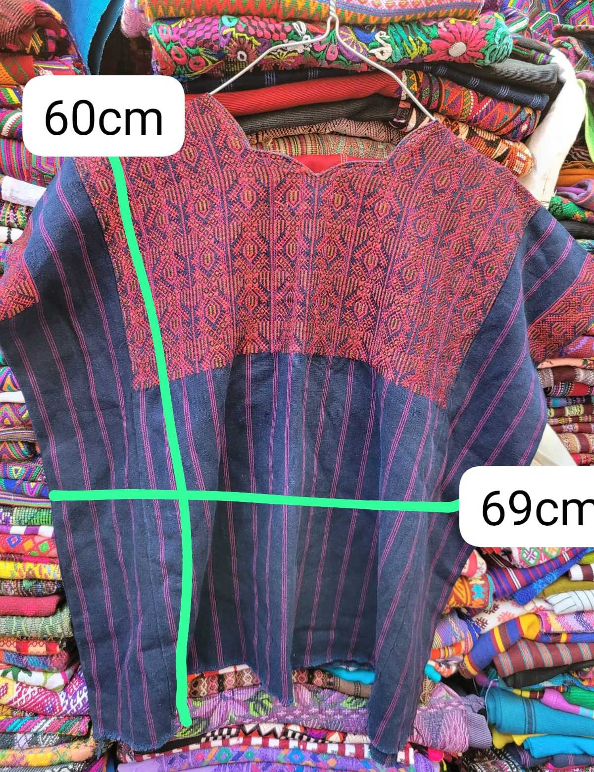 Red and blue Nahuala Huipil #1-46