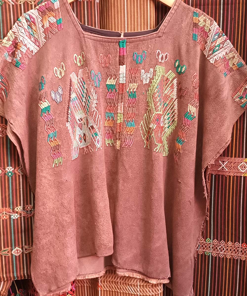 Vintage Guatemalan huipil with handwoven Mayan embroidery