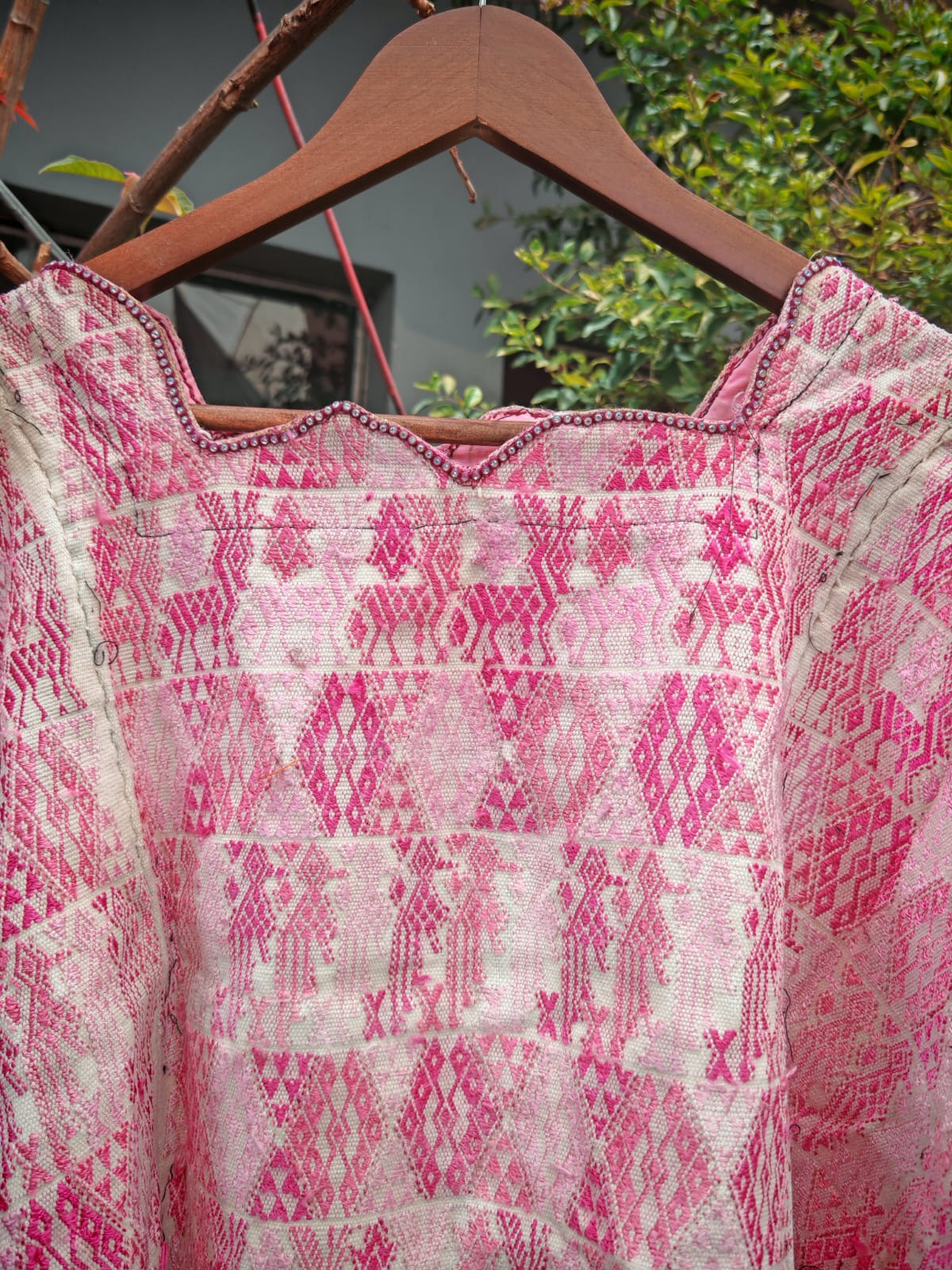 Pink and white Coban huipil (reserved for Carrie)
