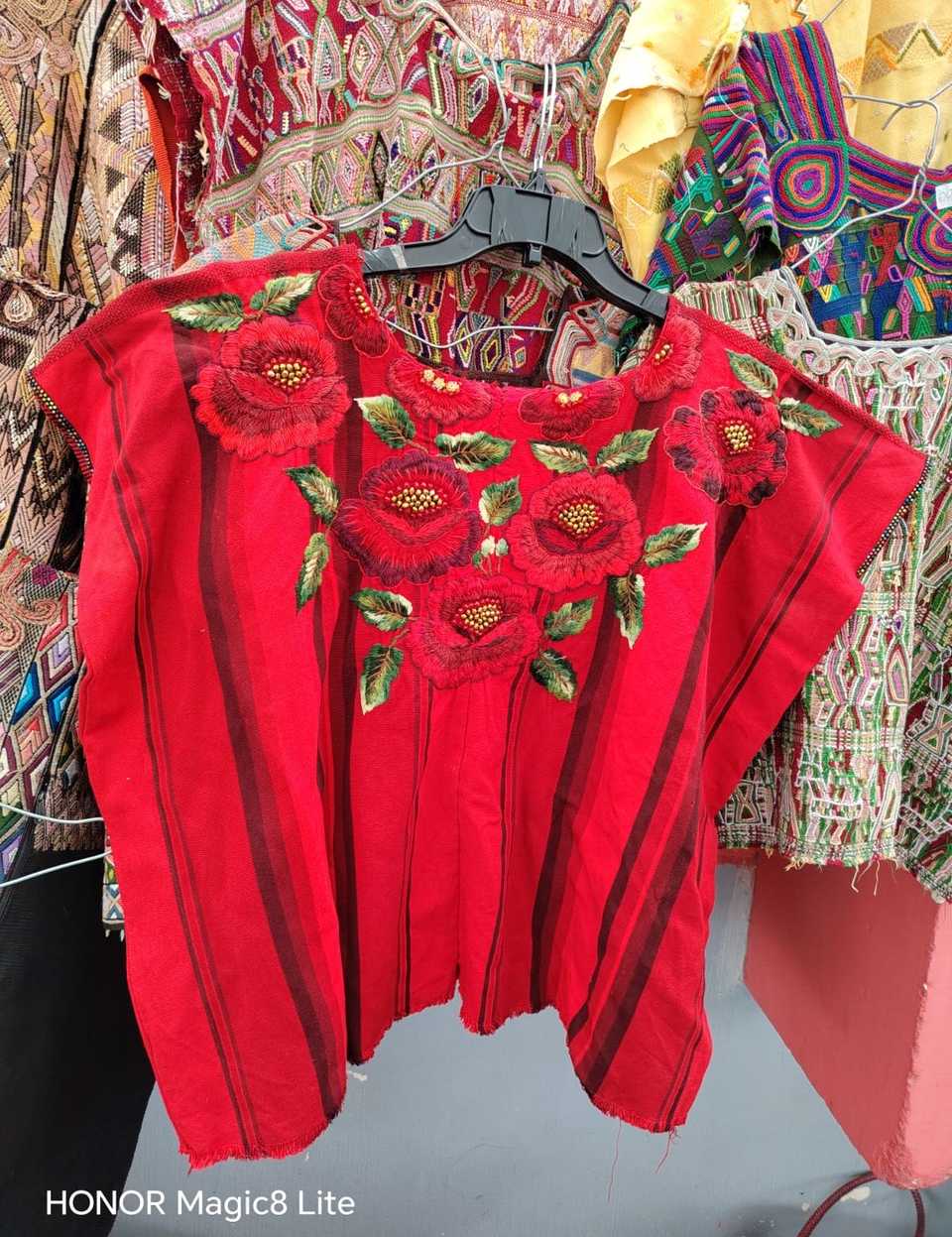 Bright red Santiago huipil #5-66