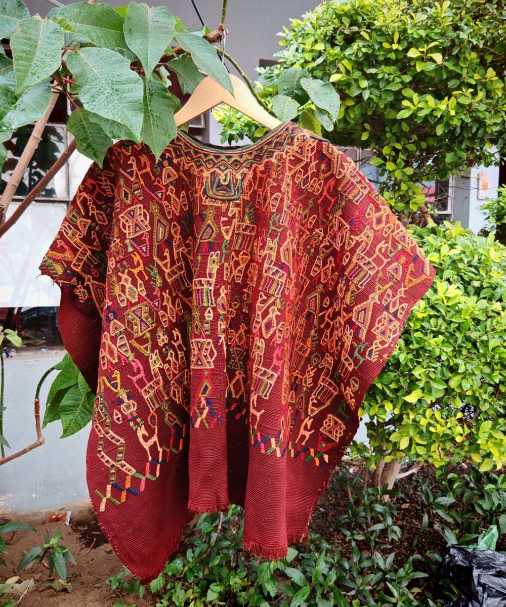 Vintage Guatemalan huipil with handwoven Mayan embroidery