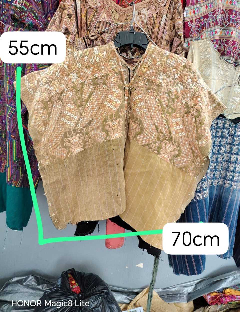 Beige and blush quetzales Nahuala huipil #5-358