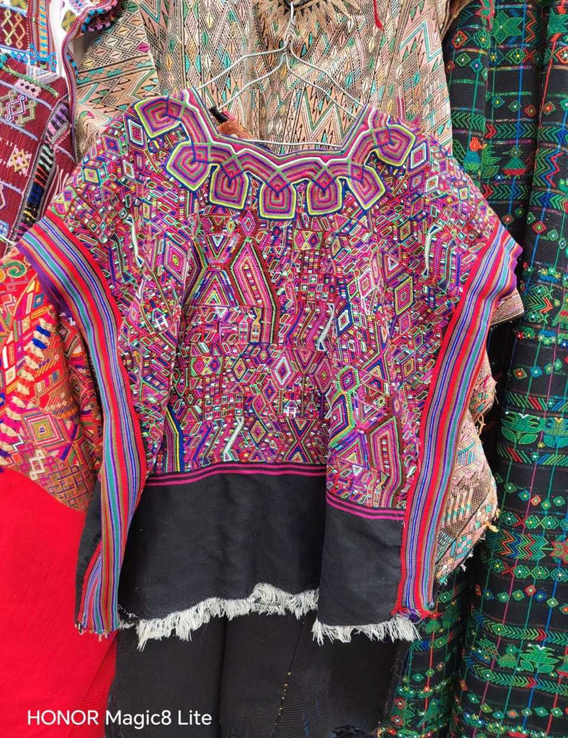 Pink and black Nebaj huipil #5-412