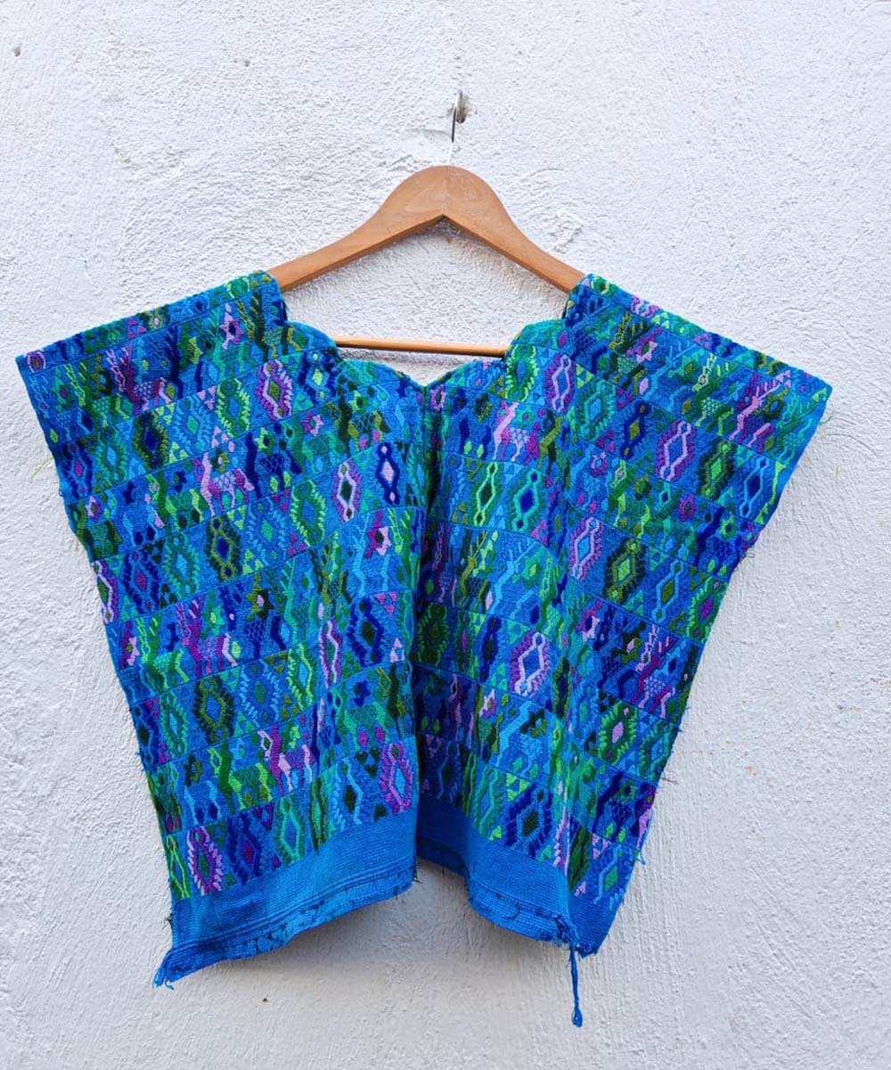 Blue and green Coban huipil
