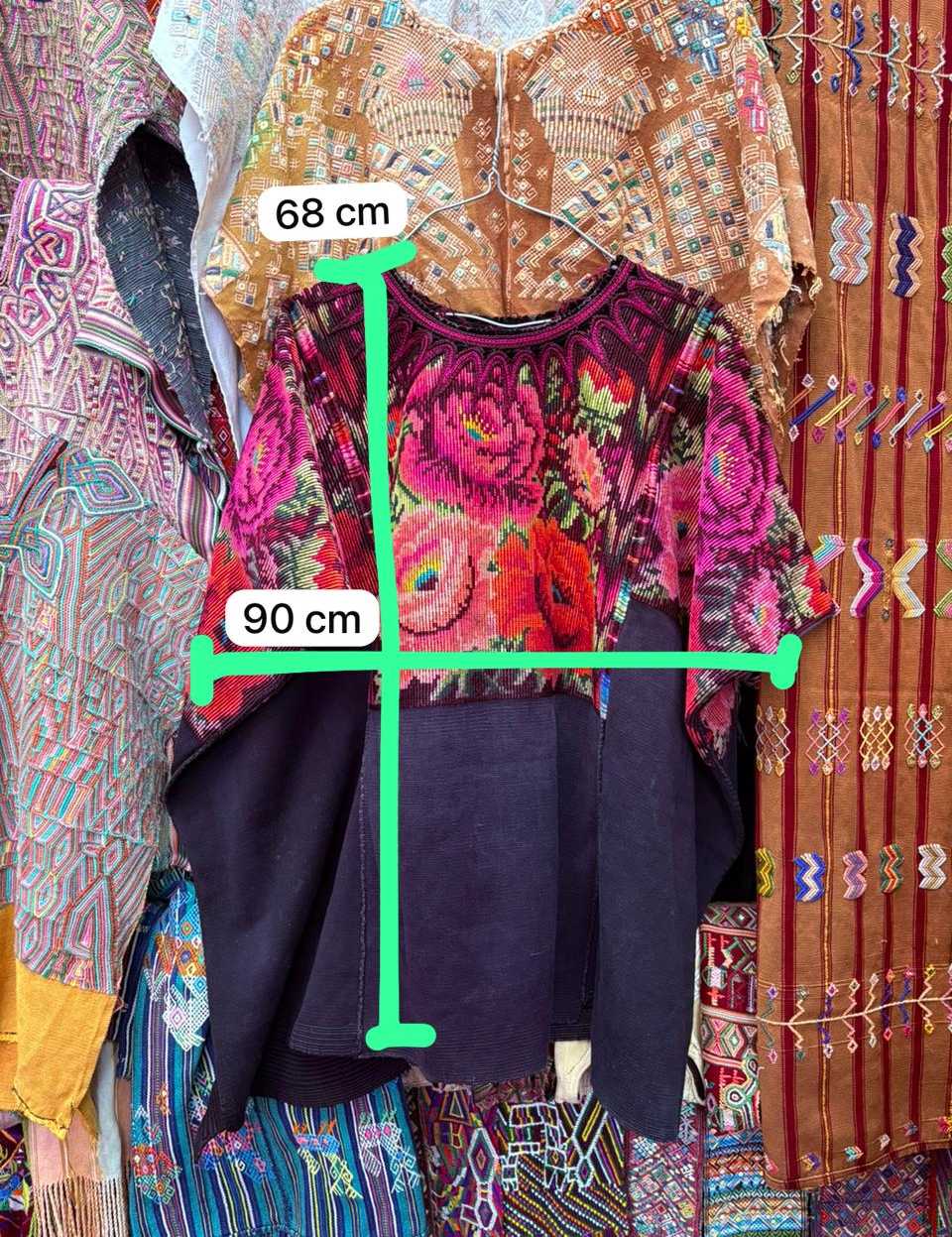 Old fashioned roses Chichicastenango huipil #3-15