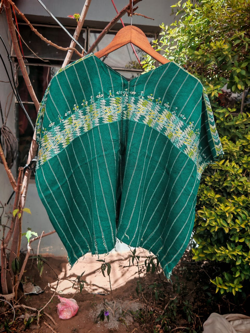 (Reserved for Hannah) Green striped huipil