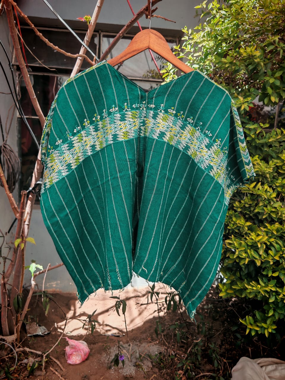 (Reserved for Hannah) Green striped huipil