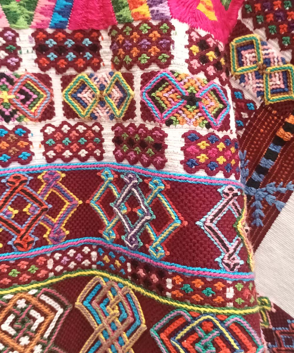 Vintage Guatemalan huipil with handwoven Mayan embroidery