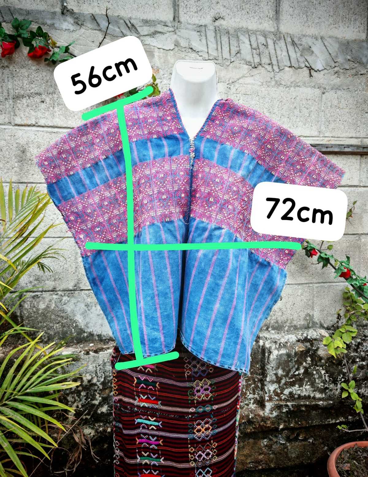 Faded indigo and red Nahuala huipil #4-136