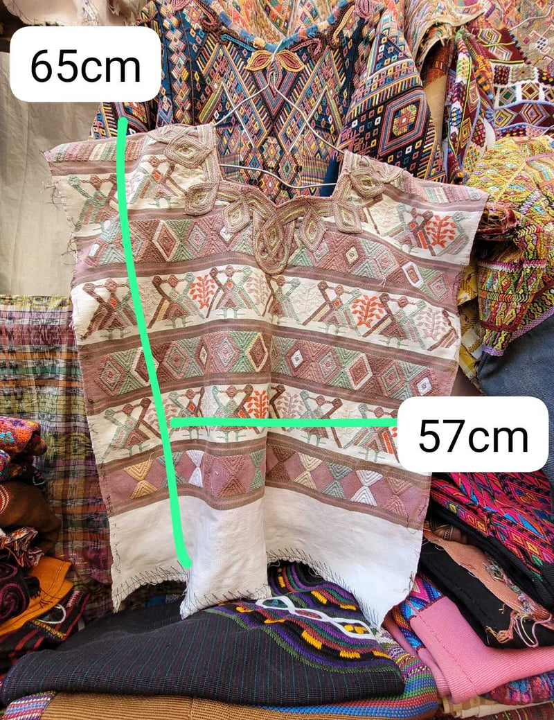 Beige and white Nebaj huipil #2-86