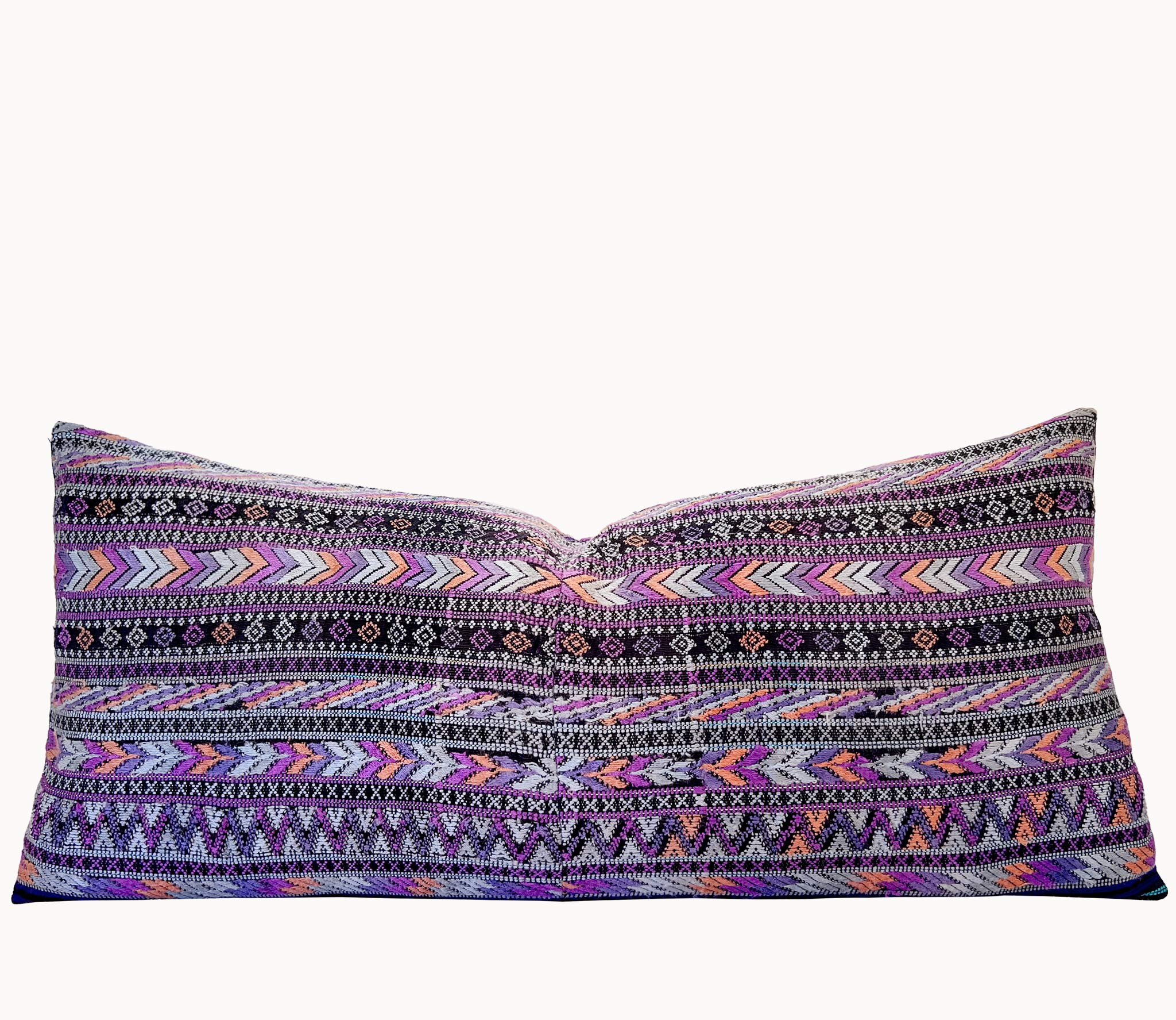 Embroidered Guatemalan huipil textile repurposed into a pillow