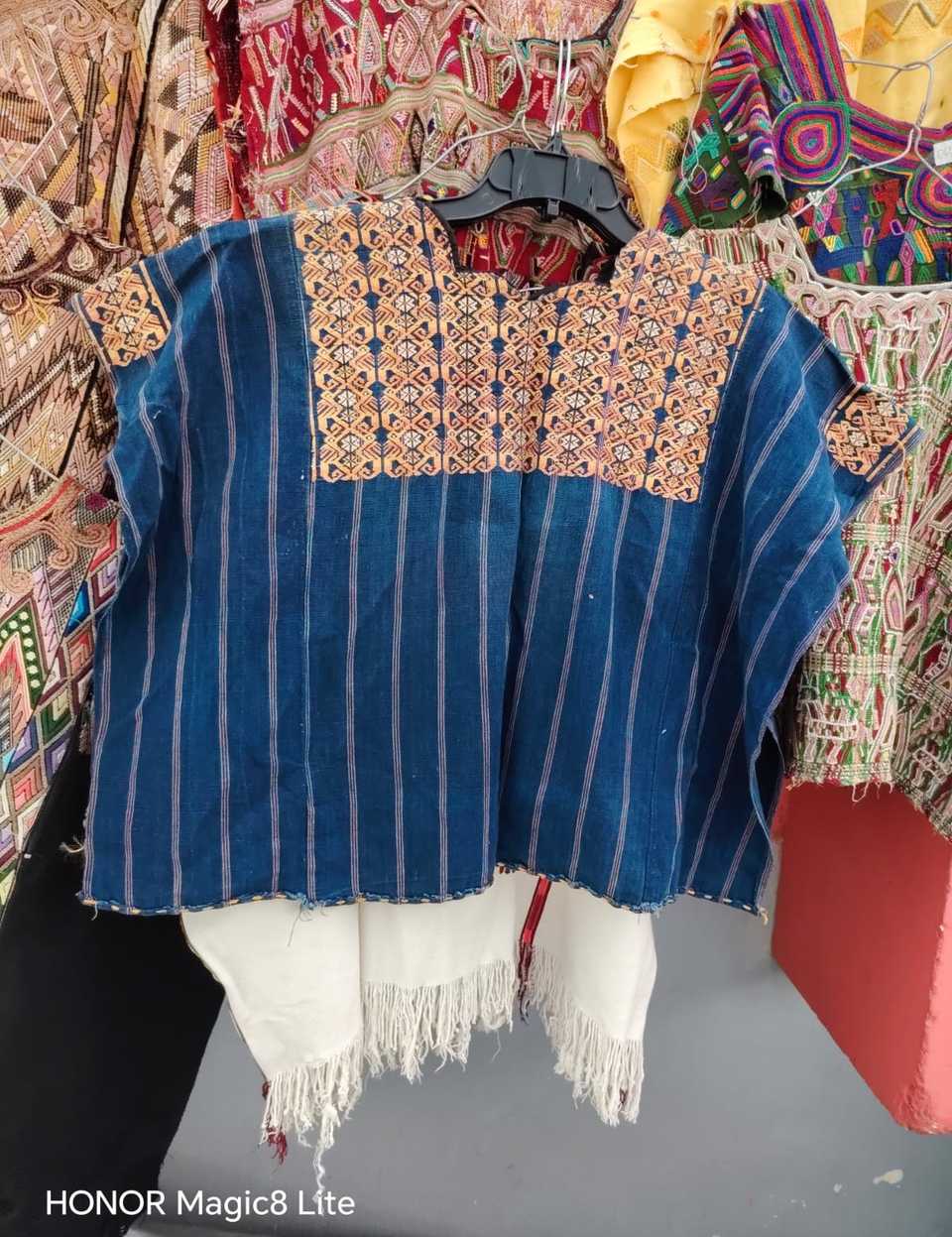 Indigo and coral Nahuala huipil #5-50