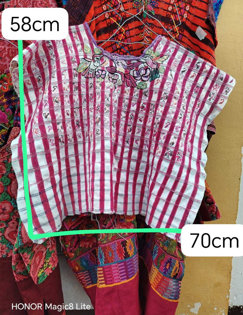 Hot Pink and White Santiago Huipil #6-337
