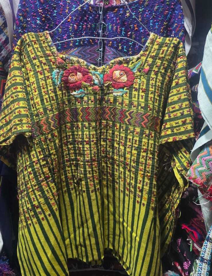 Lime green striped San Lucas huipil #2-53