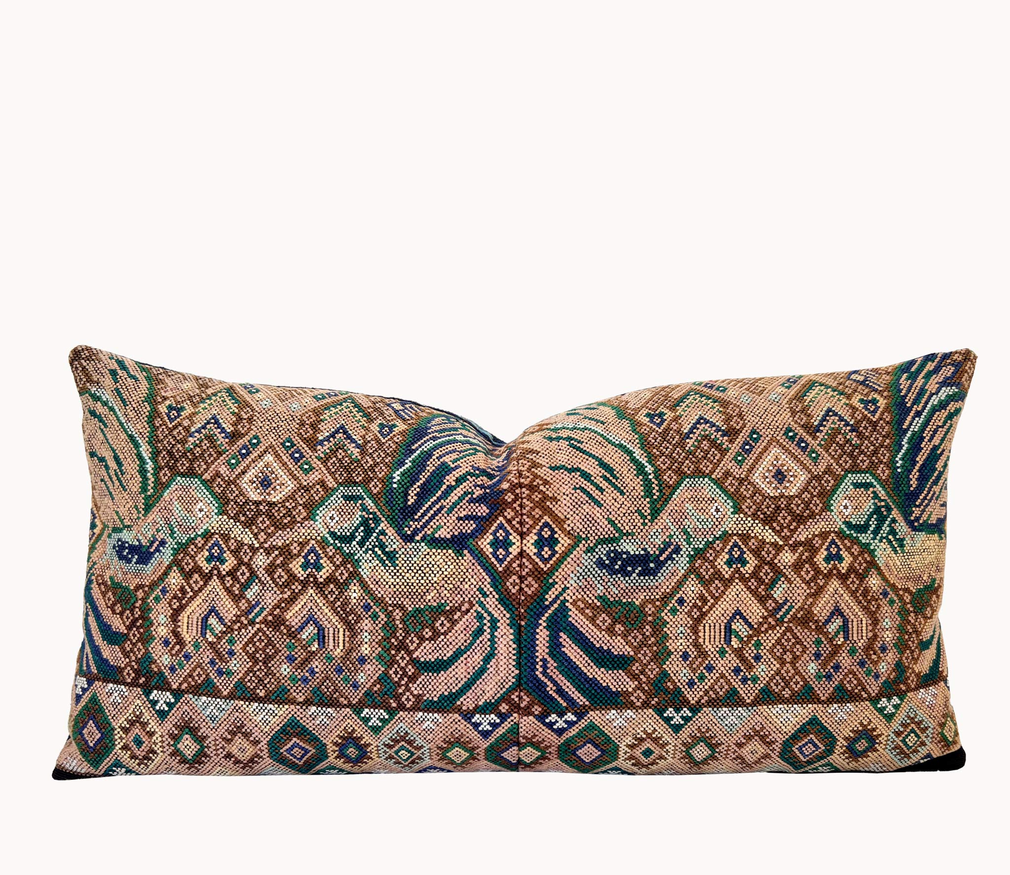 Embroidered Guatemalan huipil textile repurposed into a pillow