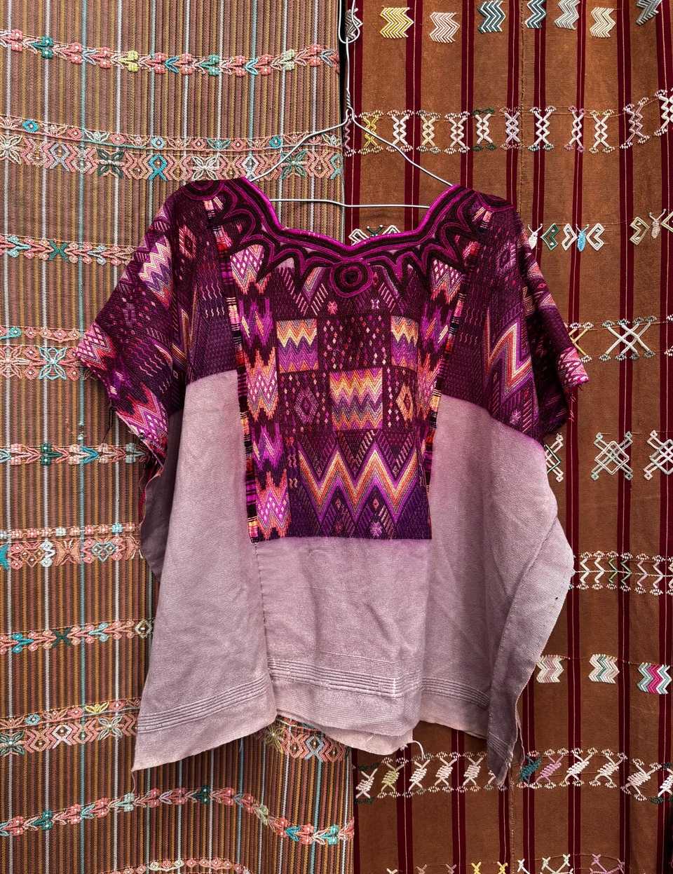 Silk geometric embroidery Chichicastenango huipil #5-154