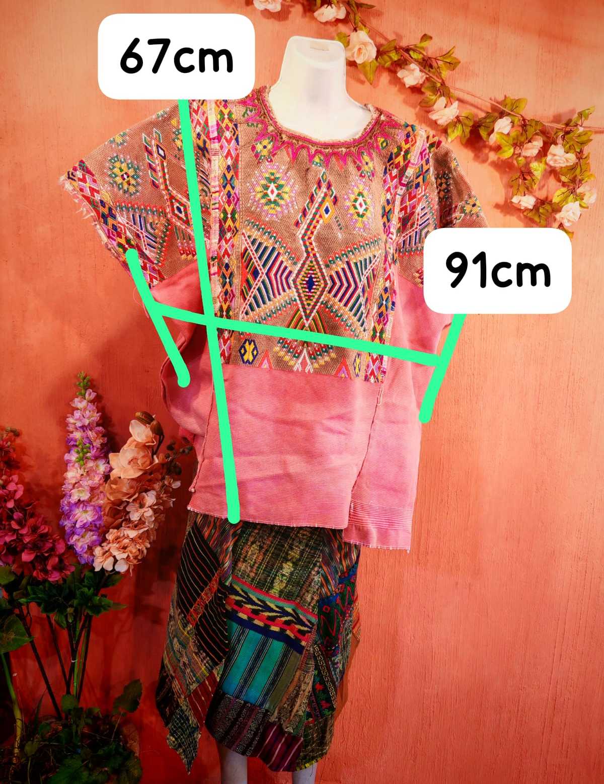 Pink rising phoenix Chichi huipil #4-15