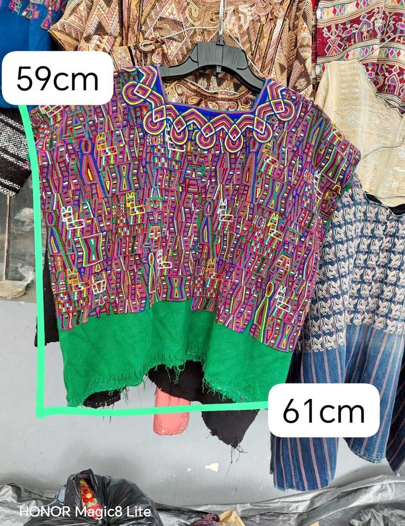 Green and pink Nebaj huipil #5-362
