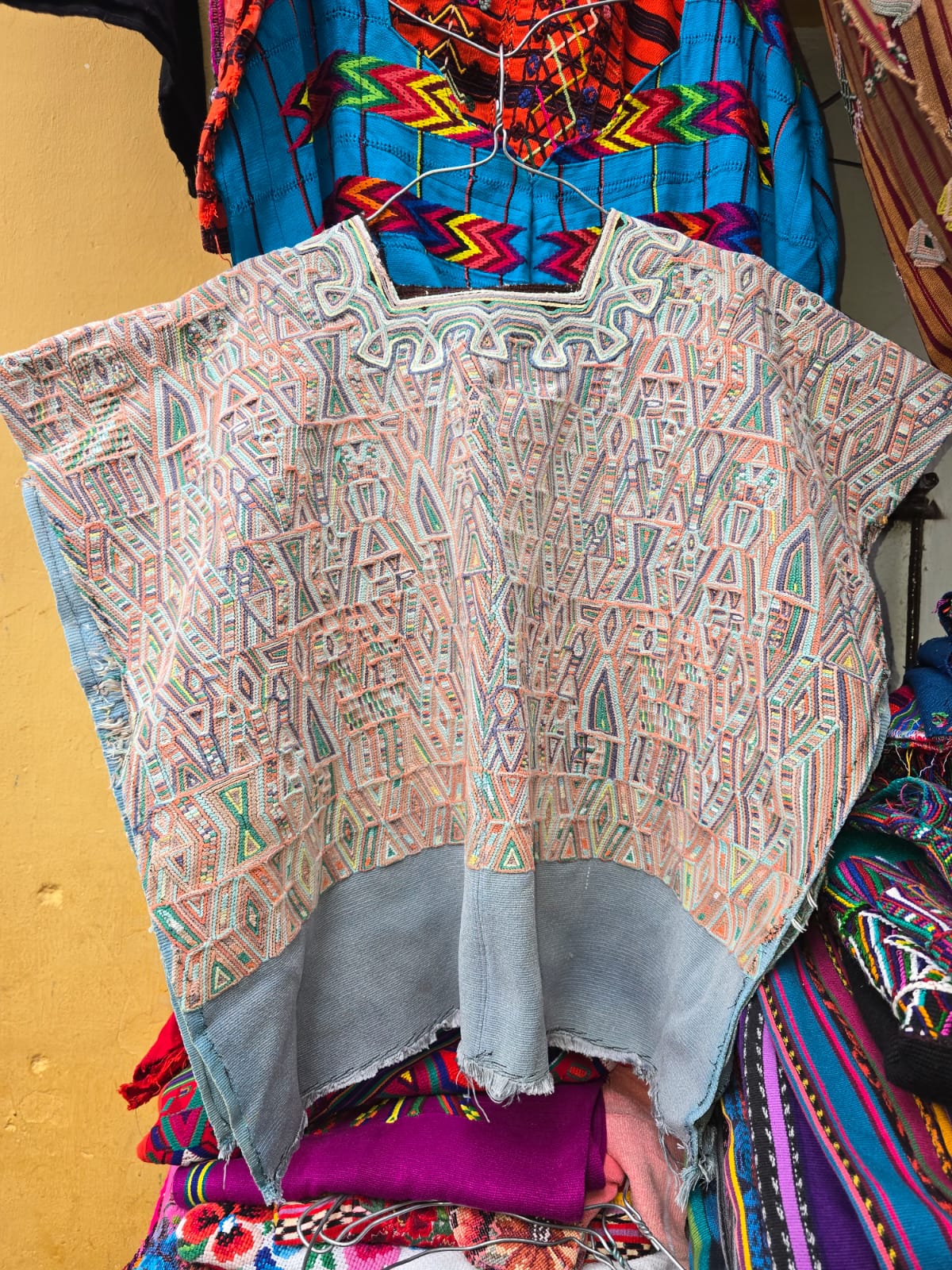 Chambray and coral Nebaj huipil (Reserved for April)