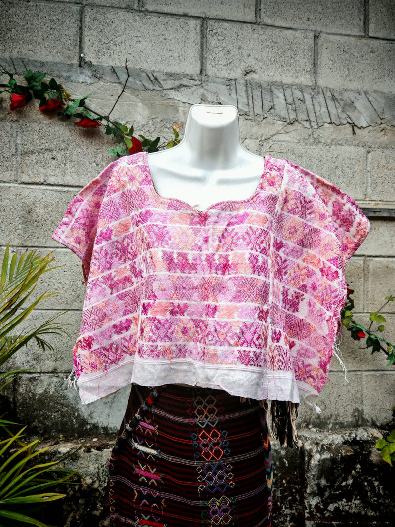 Pink and white Coban huipil (Reserved for Laura)
