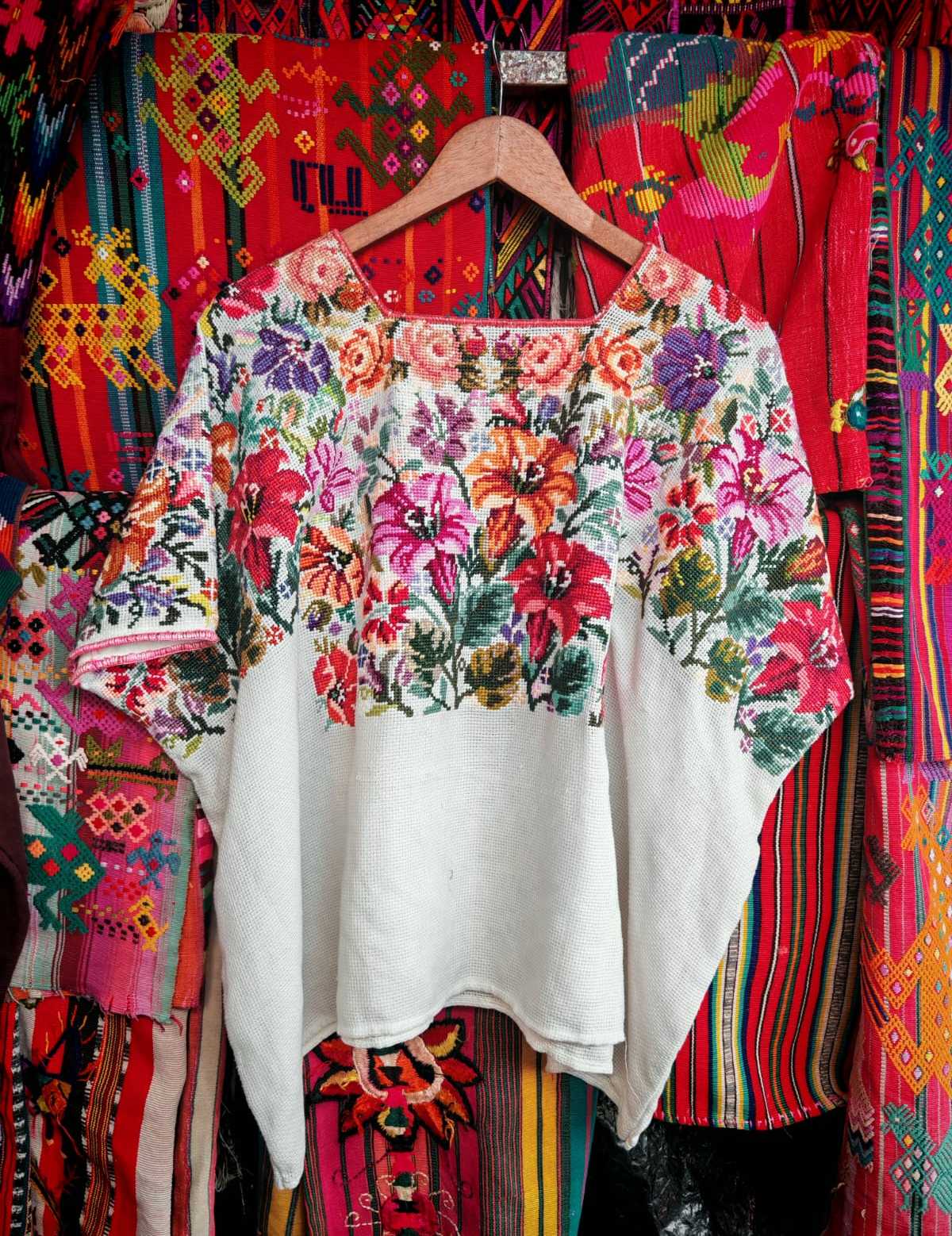 Floral on White Chichicastenango Huipil #6-325