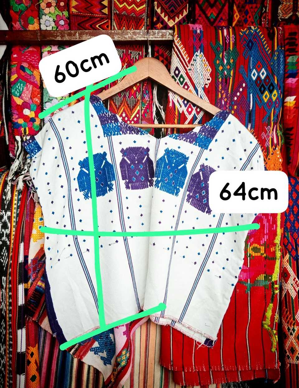 Blue and purple on white Chajul huipil #6-94