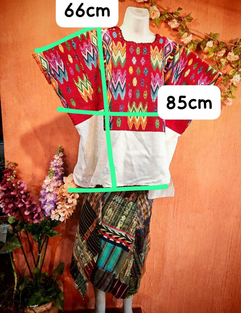 Traditional red Chichi huipil #4-16