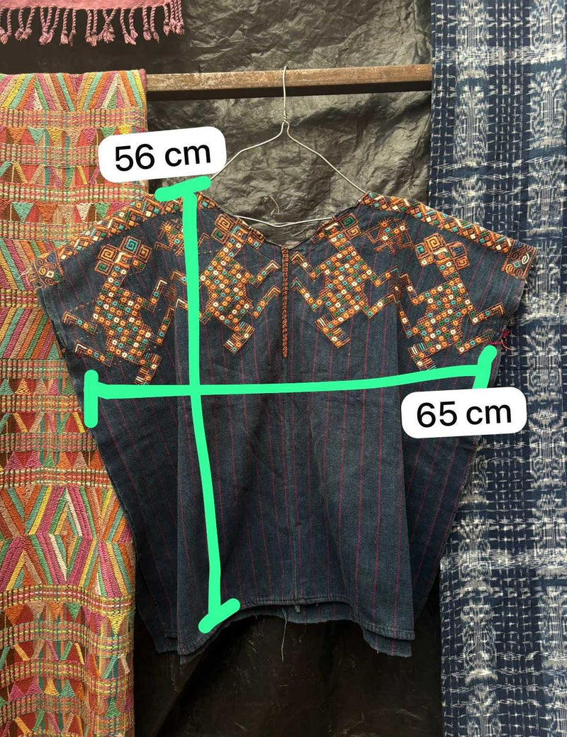 Dark indigo with largatos Nahuala huipil #4-105