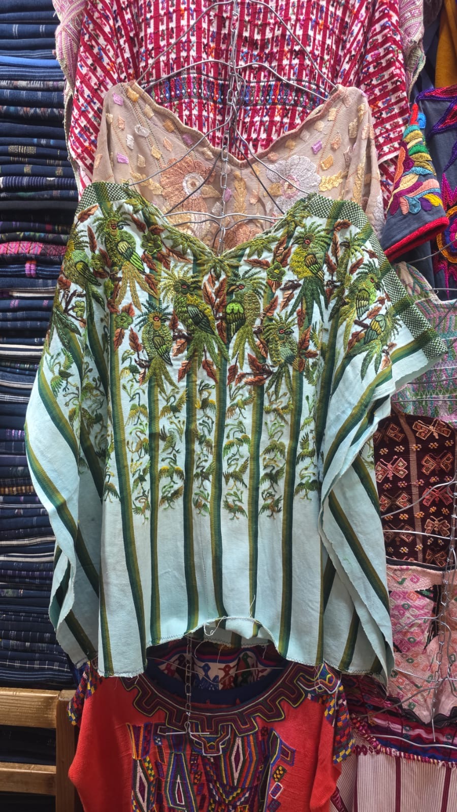 (Reserved for April) Green striped Santiago huipil (Copy)