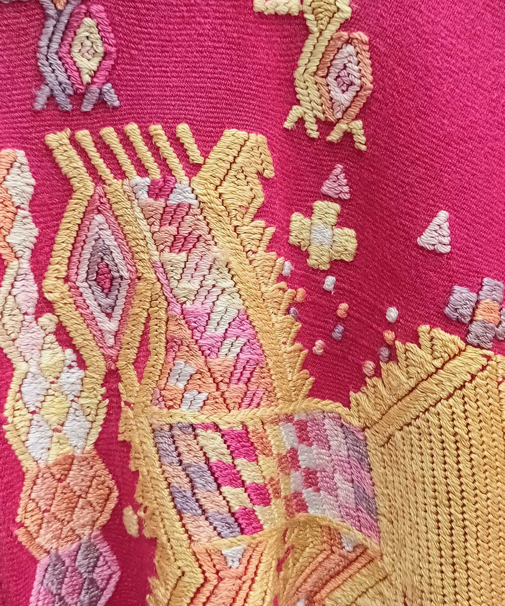 Red Chajul Huipil with cream stripes