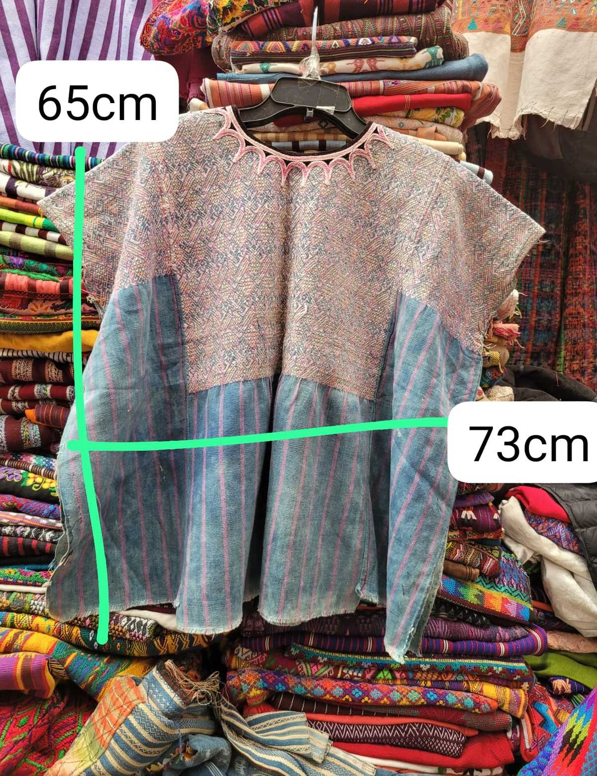 (Reserved for Callie) Blush and faded indigo Xejuyub huipil #3-34