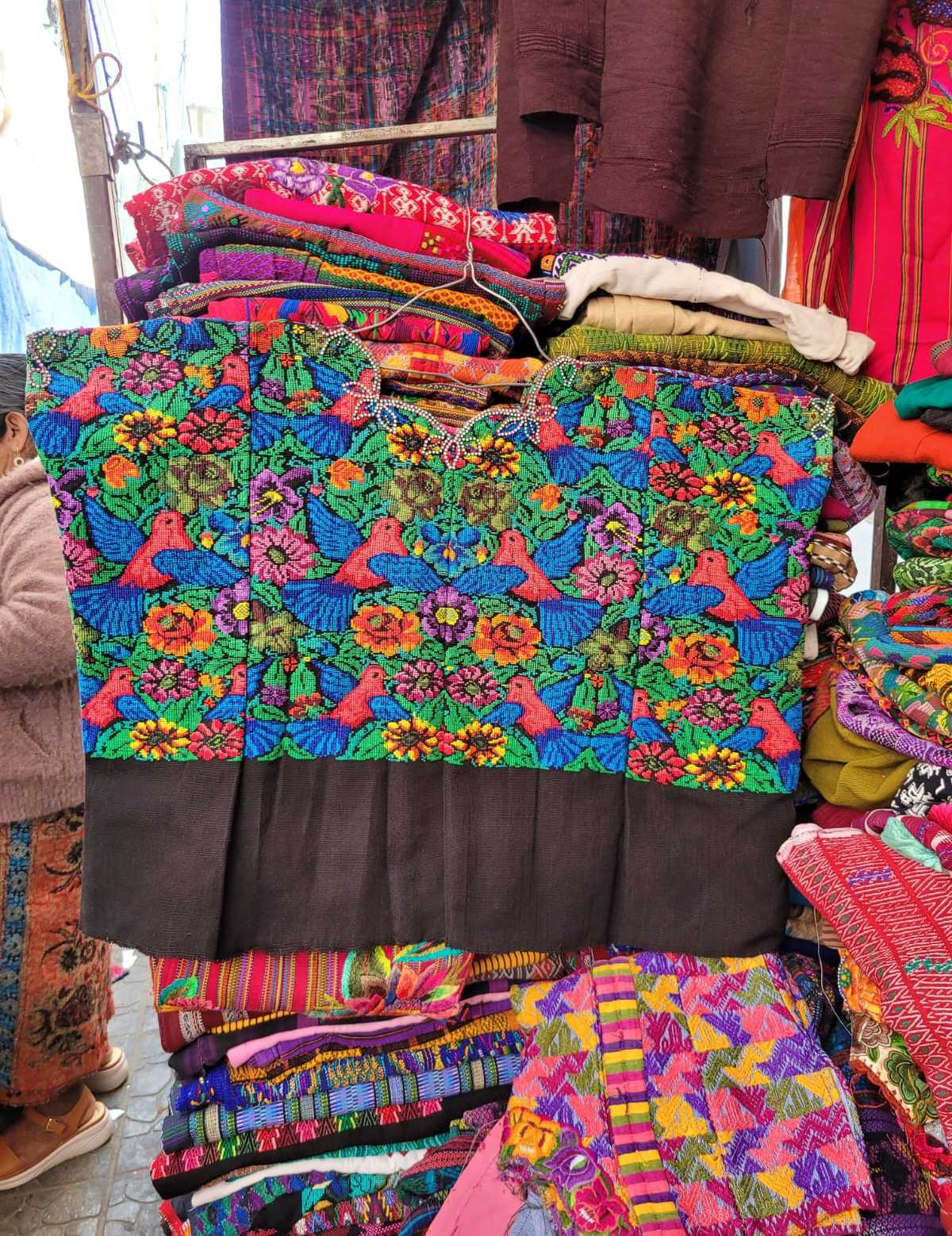 (Reserved for Karen) Red and blue doves Aguas Calientas huipil #3-21