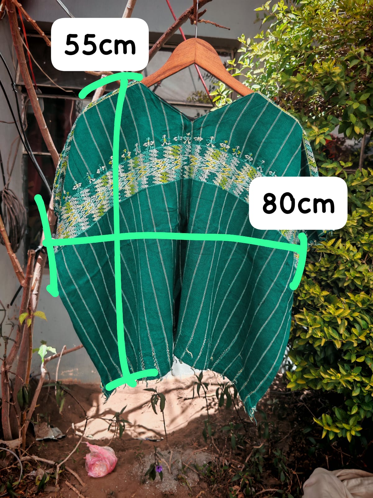 (Reserved for Hannah) Green striped huipil