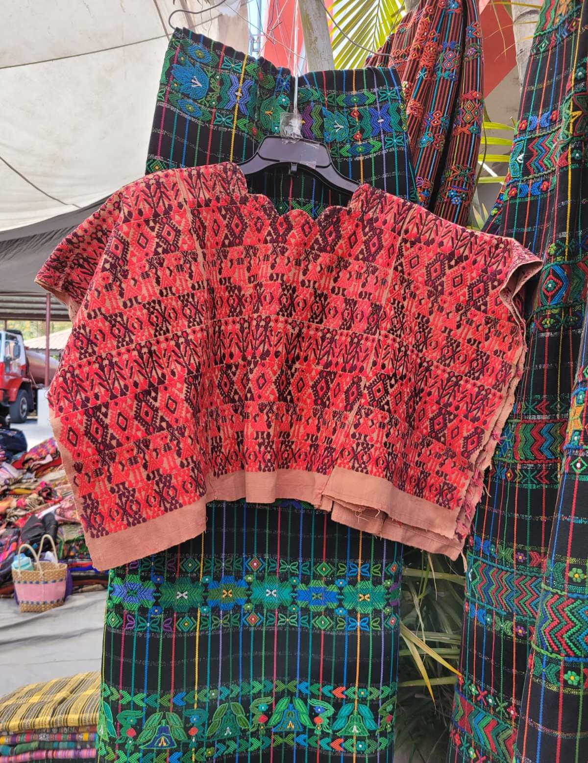 Pink and maroon Coban huipil #3-60